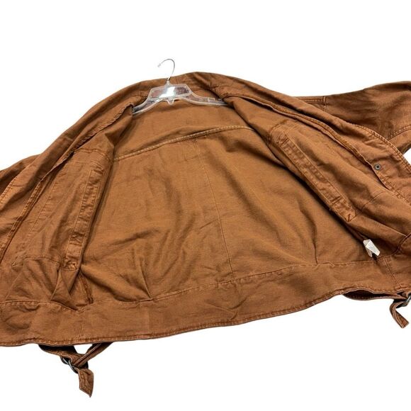 Free People Utility Cargo Jacket Burnt Orange Tan Sz M - Picture 13 of 15